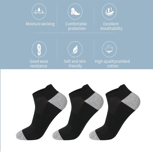 COPY - Pack of 6 No Show Socks Men Size 5-10 Invisible Low cut Loafer- Black Gr… - Picture 3 of 6